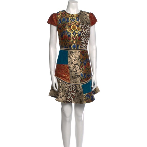 NWT. $595 Alice + Olivia Rapunzel Patchwork Dress Sz 4 - Picture 11 of 14